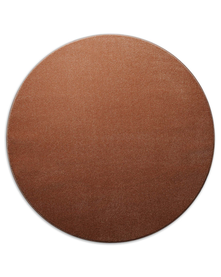 Kurzflor Teppich Montepulciano Ziegel Rot rund freigestellt, zeigt gleichmäßige runde Form