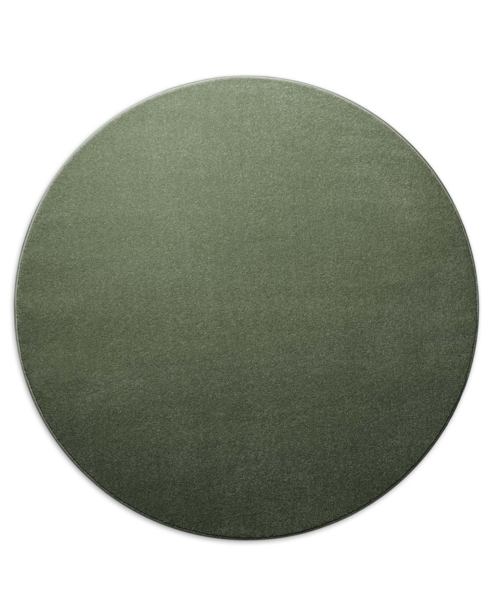 Kurzflor Teppich Montepulciano Laub Grün rund in voller Ansicht