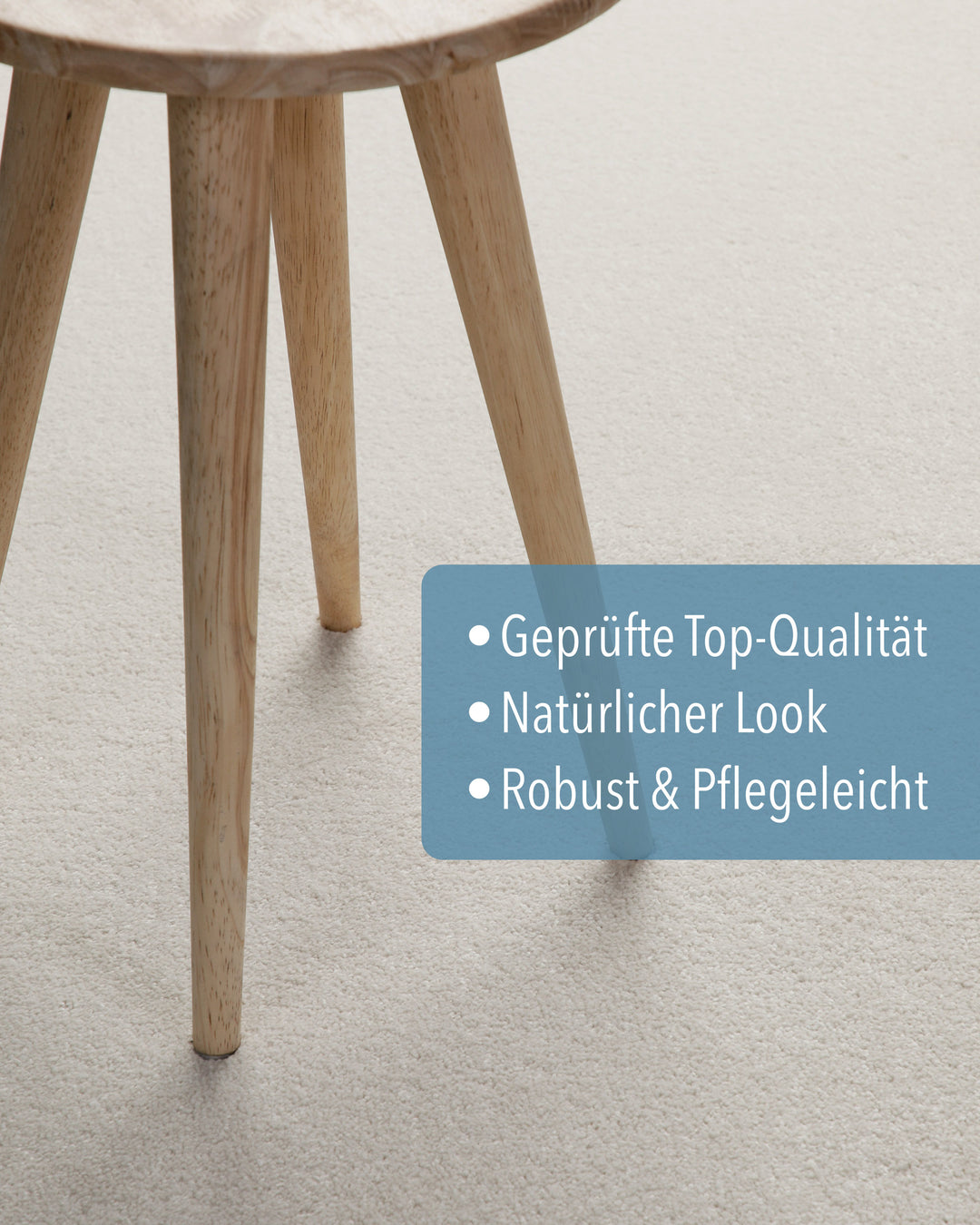 Kurzflor Teppich Montepulciano Creme Weiß rund mit Eigenschaften wie geprüft, natürlicher Look und pflegeleicht