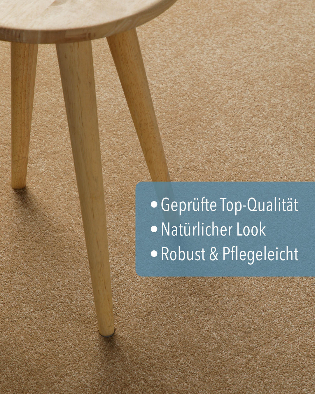Kurzflor Teppich Montepulciano Sand Beige rund mit Eigenschaften wie geprüft, natürlicher Look und pflegeleicht