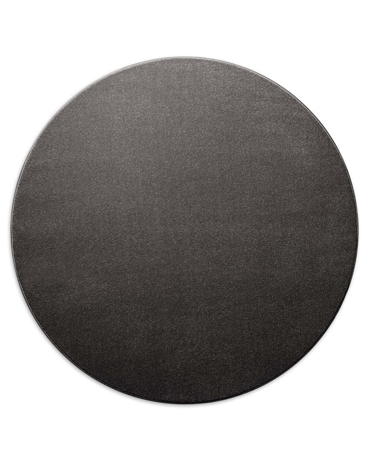 Kurzflor Teppich Montepulciano Anthrazit Grau rund, vollständige Draufsicht mit gleichmäßiger Farbstruktur