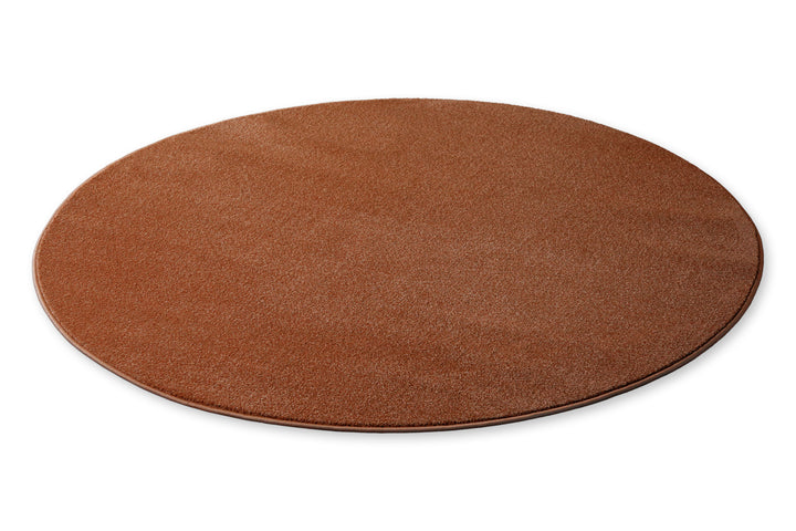 Kurzflor Teppich Vegas Rot rund, flache Perspektive zeigt Kreisform auf hellem Hintergrund