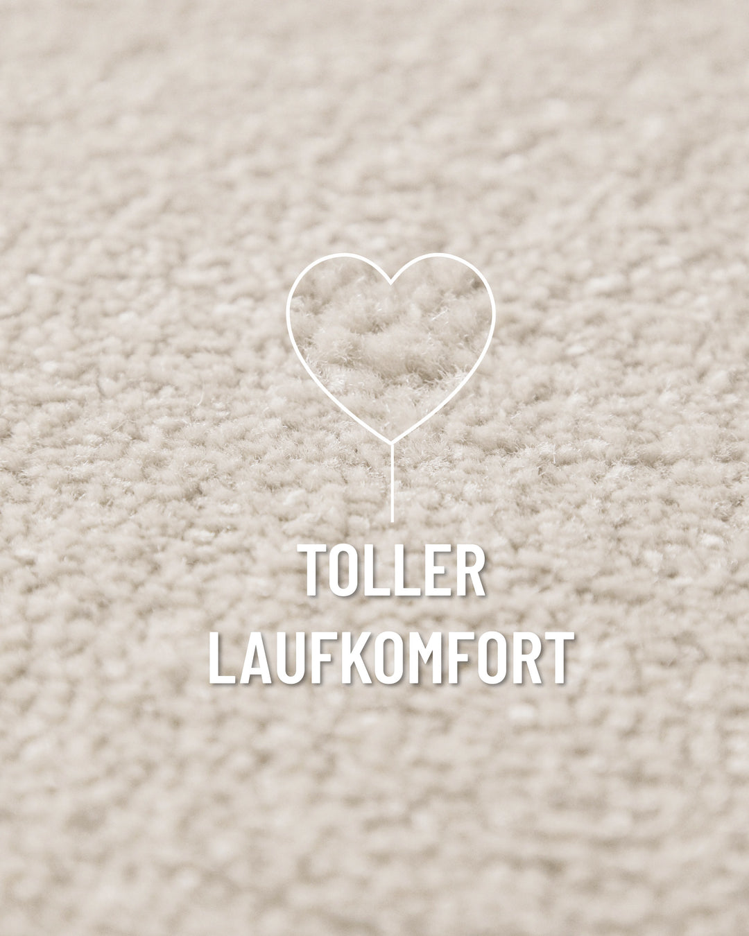 Kurzflor Teppich Vegas Creme rund Nahaufnahme mit Einblendung zum Laufkomfort, weiche Oberfläche sichtbar