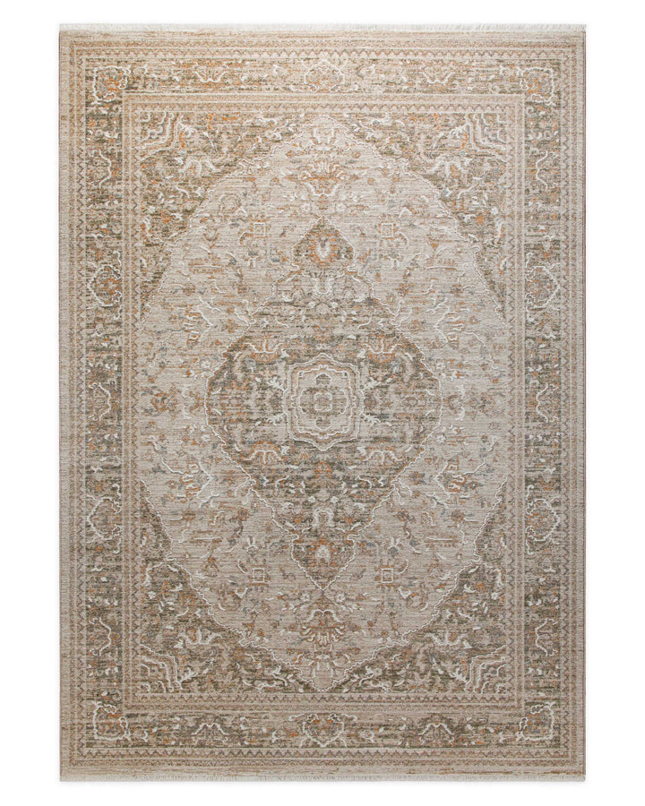 Kurzflor Teppich Soft Vintage in Sand Beige als Freisteller mit klassischem Vintage Muster