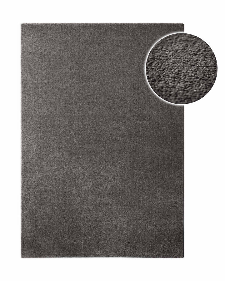 Kurzflor Teppich Vegas Anthrazit, Draufsicht mit Detail der dichten Florstruktur