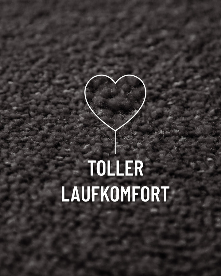 Kurzflor Teppich Vegas Anthrazit Nahaufnahme der Oberfläche mit Fokus auf weichen Laufkomfort