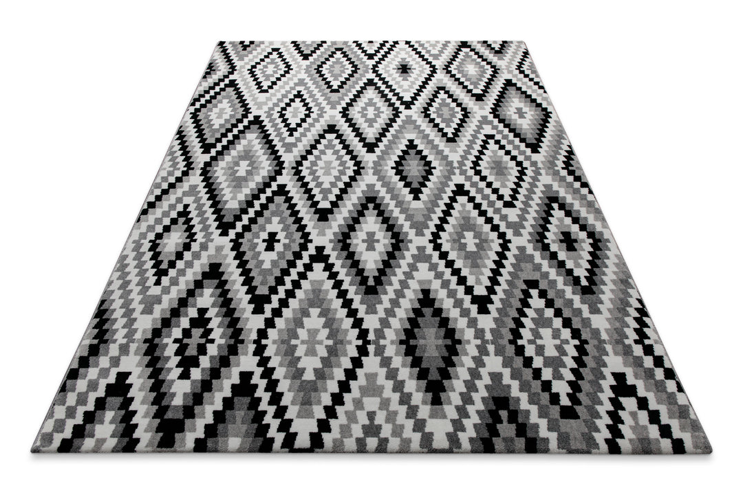 Weconhome Teppich 160x225 Schwarz Weiß Muster