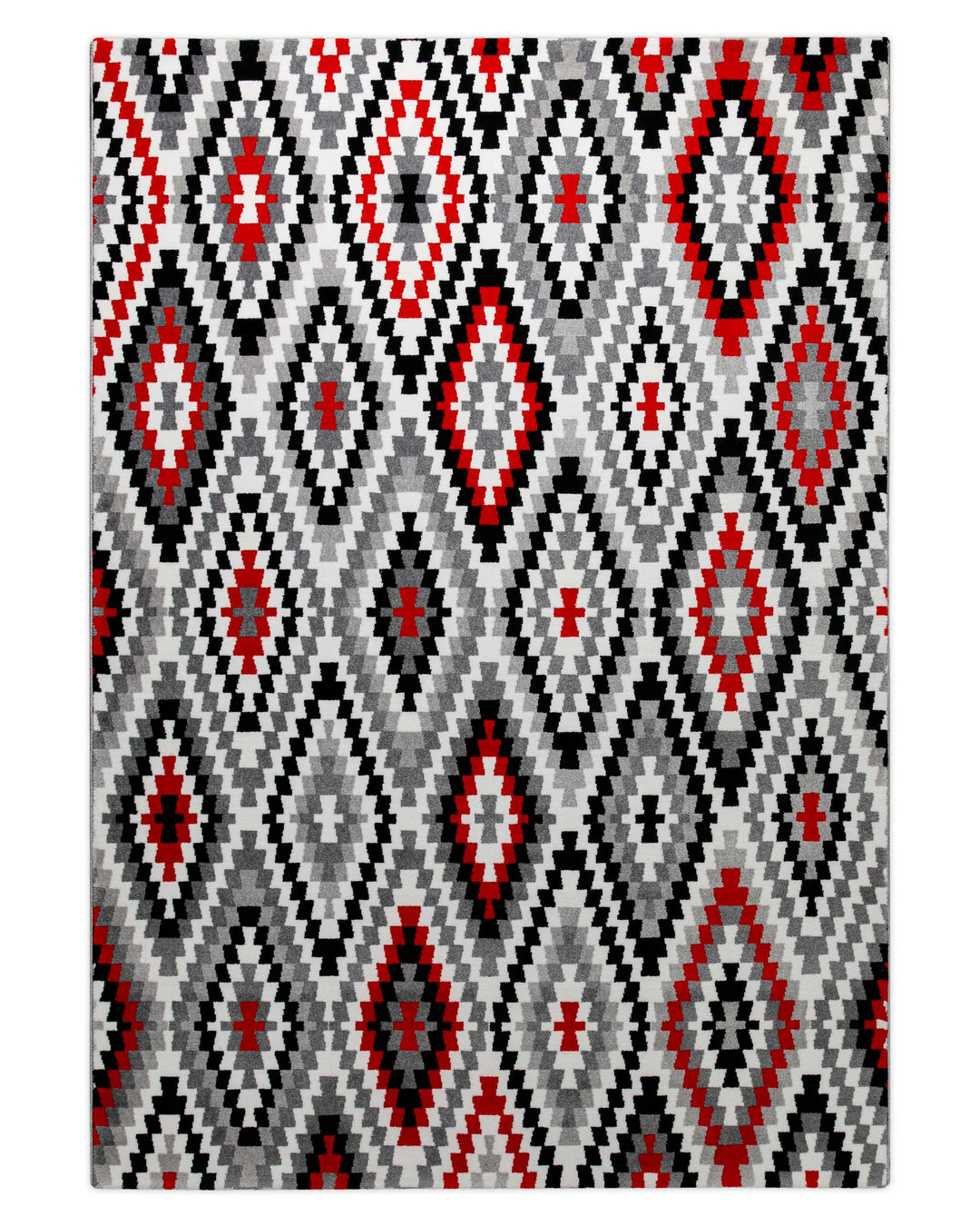 Weconhome Teppich 133x200 Schwarz Weiß Rot Muster