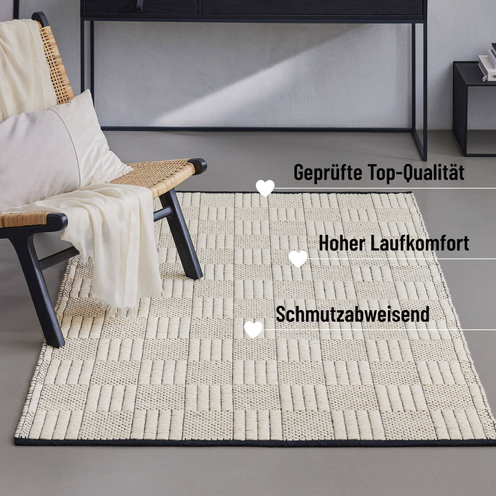 Lani Teppich creme weiß Kurzflor rechteckig