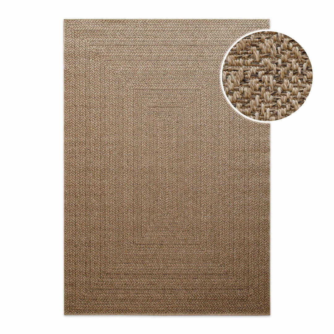 In-& Outdoor Teppich Layo natur Frontansicht mit Detailausschnitt rechteckig