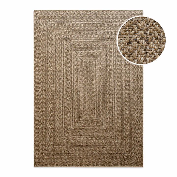 In-& Outdoor Teppich Layo natur Frontansicht mit Detailausschnitt rechteckig