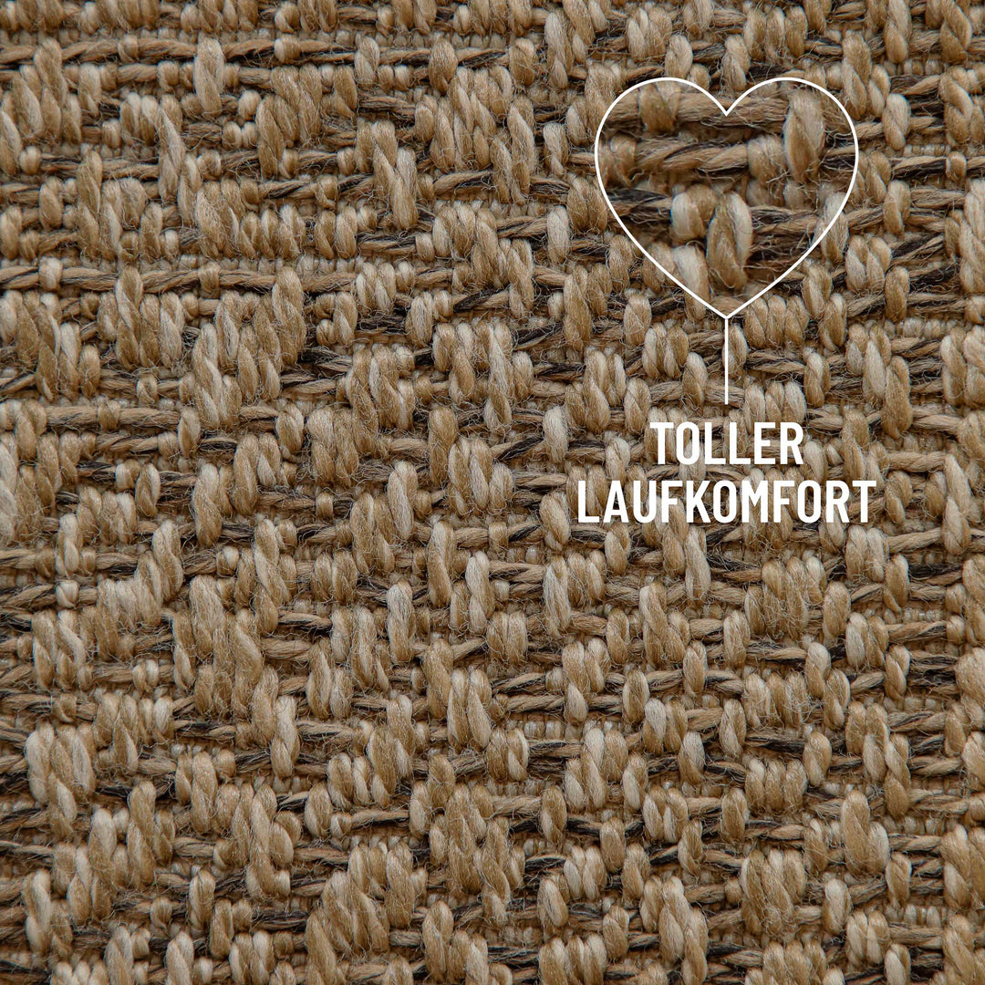 In-& Outdoor Teppich Layo natur Detailansicht mit Info Toller Laufkomfort