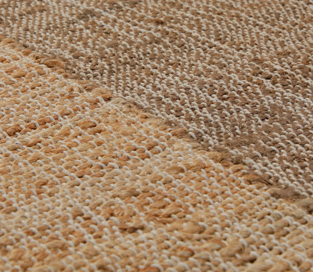 160x230 Teppich Wohnzimmer Honig trifft Greige – Naturfaser-Diptychon mit Kontrastsaum