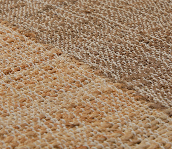160x230 Teppich Wohnzimmer Honig trifft Greige – Naturfaser-Diptychon mit Kontrastsaum