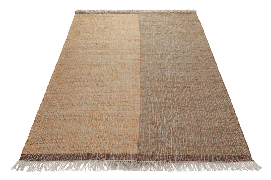 160x230 Teppich Wohnzimmer Honig trifft Greige – Naturfaser-Diptychon mit Kontrastsaum