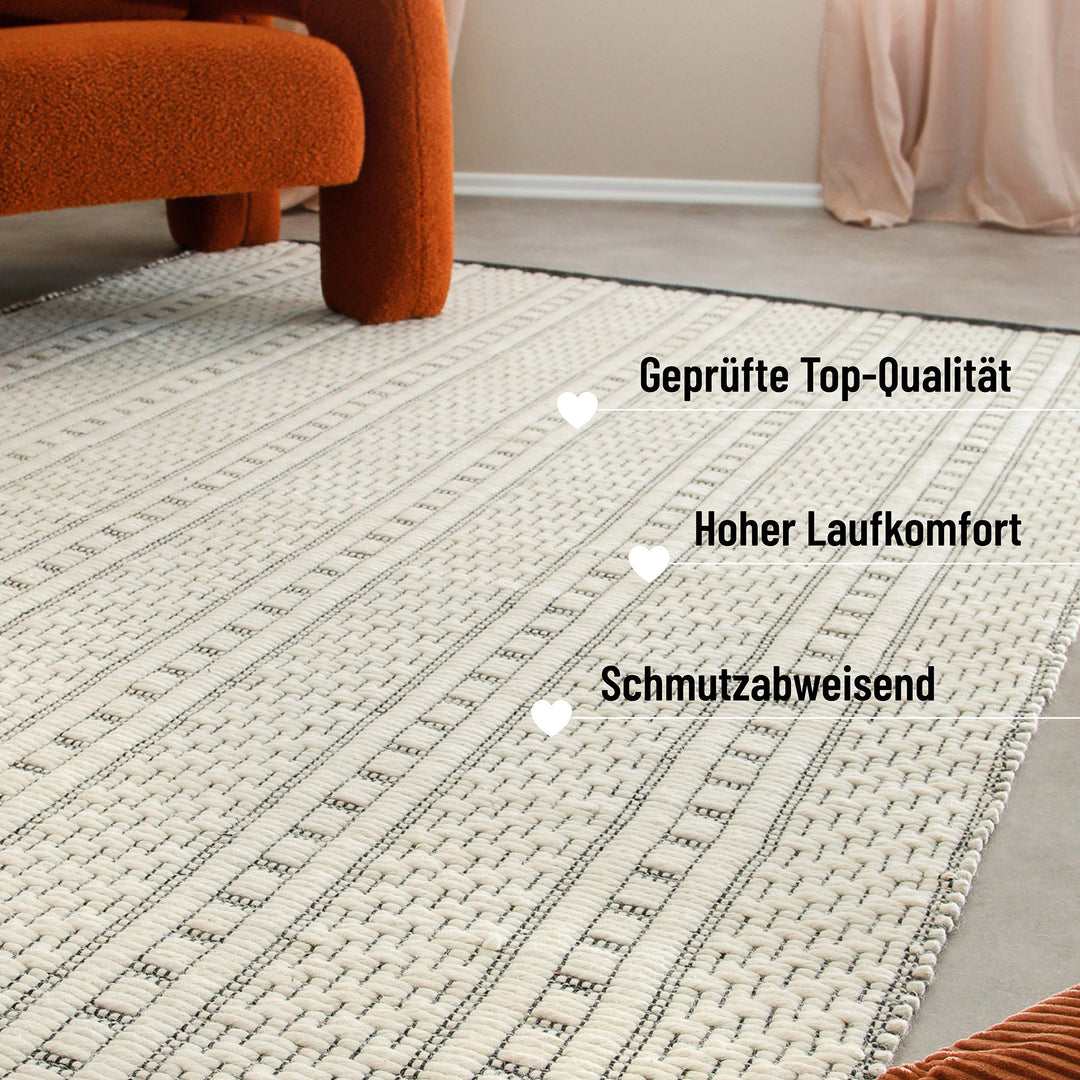 Liv Teppich creme weiß Kurzflor rechteckig