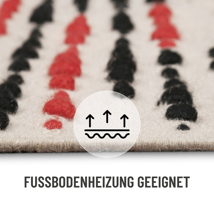 London Red Teppich creme beige Kurzflor rechteckig