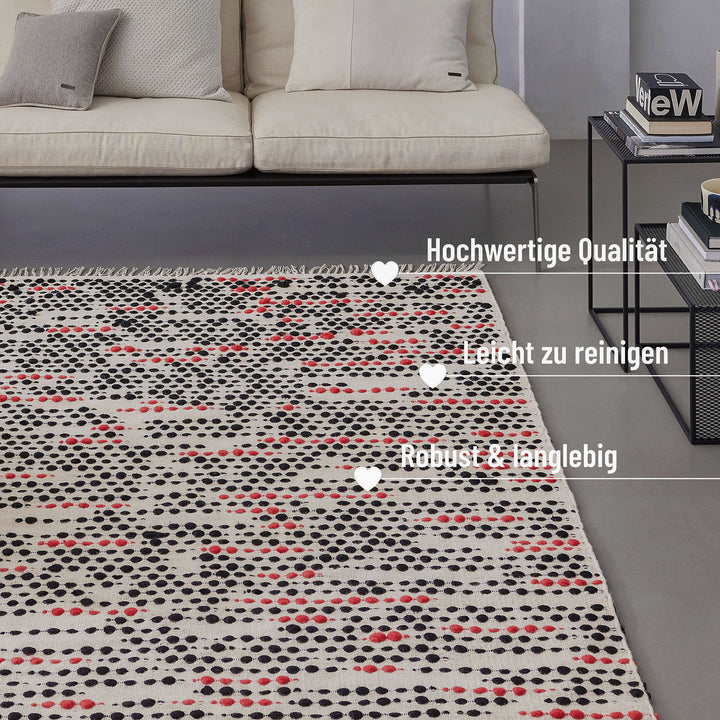 London Red Teppich creme beige Kurzflor rechteckig