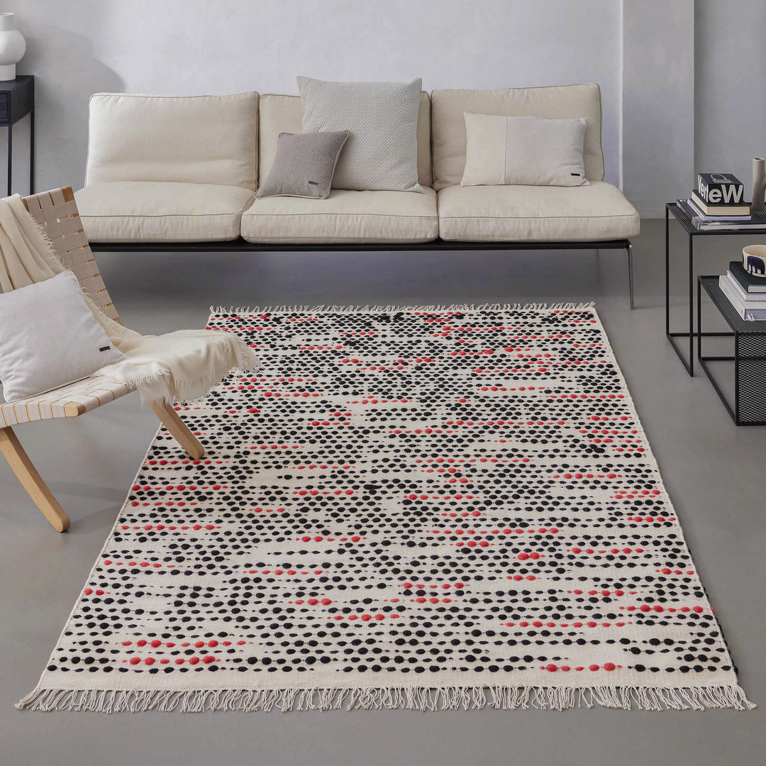 London Red Teppich creme beige Kurzflor rechteckig