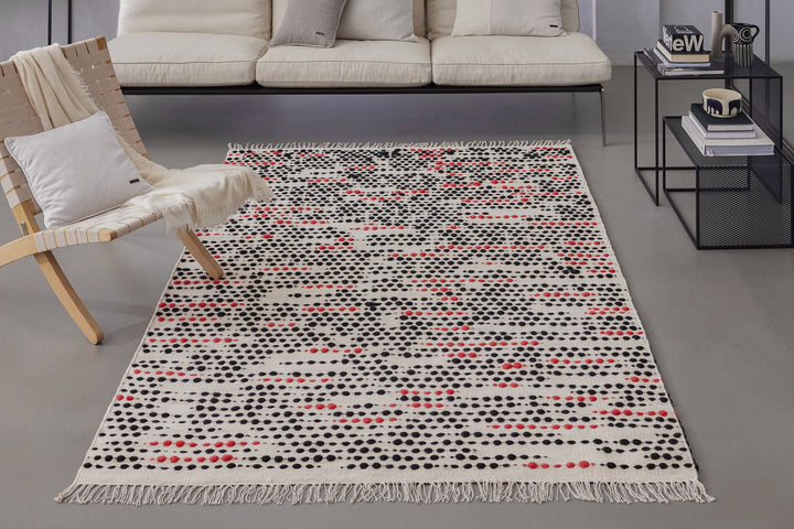 London Red Teppich creme beige Kurzflor rechteckig
