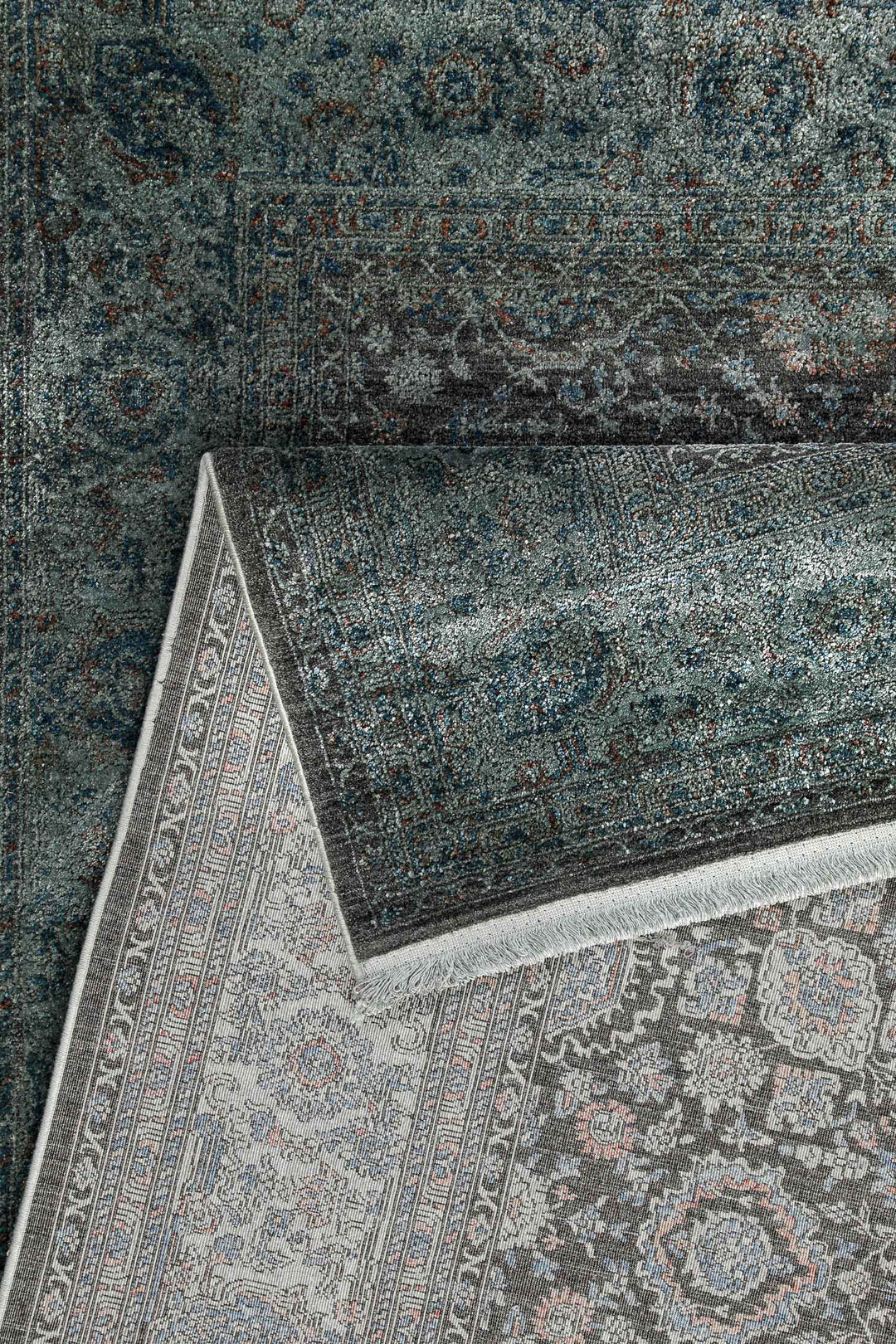 LunaSilk Teppich grün grau Kurzflor rechteckig