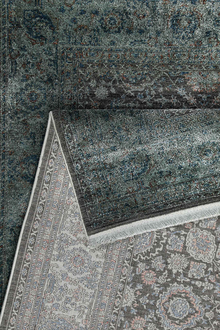 LunaSilk Teppich grün grau Kurzflor rechteckig