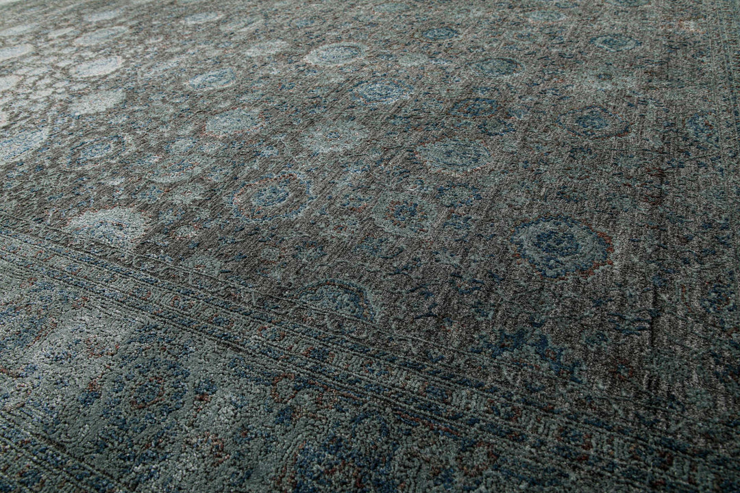 LunaSilk Teppich grün grau Kurzflor rechteckig