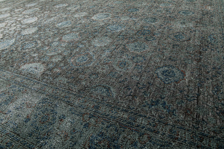 LunaSilk Teppich grün grau Kurzflor rechteckig