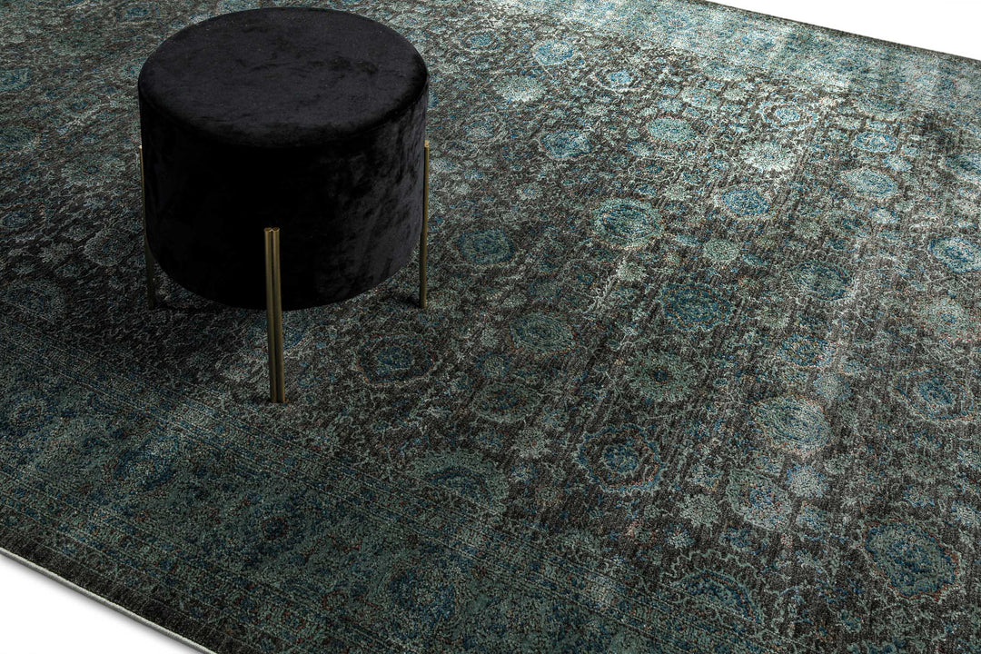 LunaSilk Teppich grün grau Kurzflor rechteckig