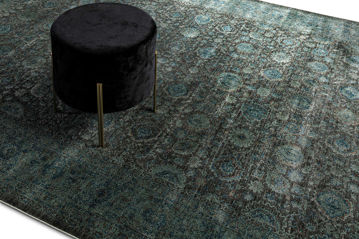 LunaSilk Teppich grün grau Kurzflor rechteckig