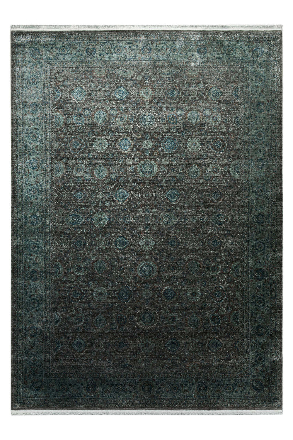 LunaSilk Teppich grün grau Kurzflor rechteckig