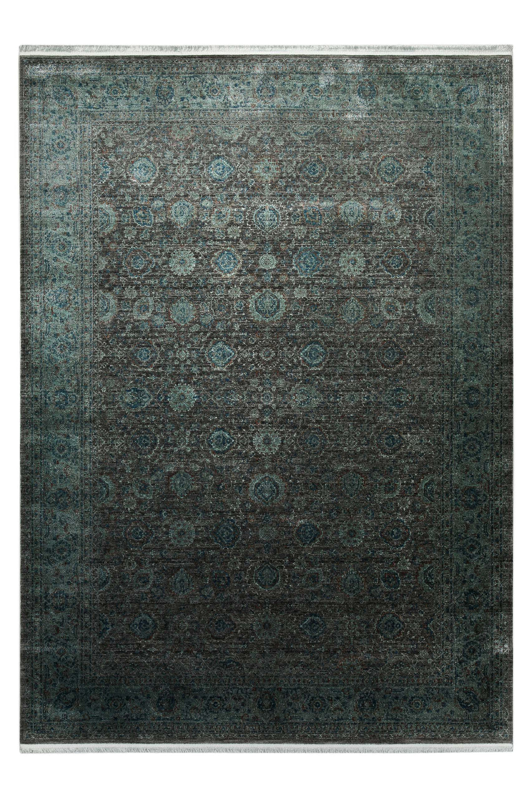 LunaSilk Teppich grün grau Kurzflor rechteckig