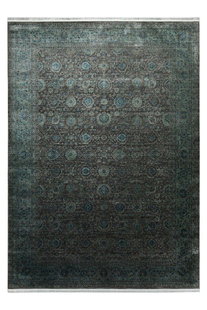 LunaSilk Teppich grün grau Kurzflor rechteckig