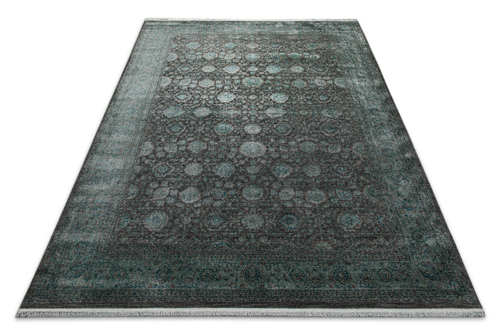 LunaSilk Teppich grün grau Kurzflor rechteckig