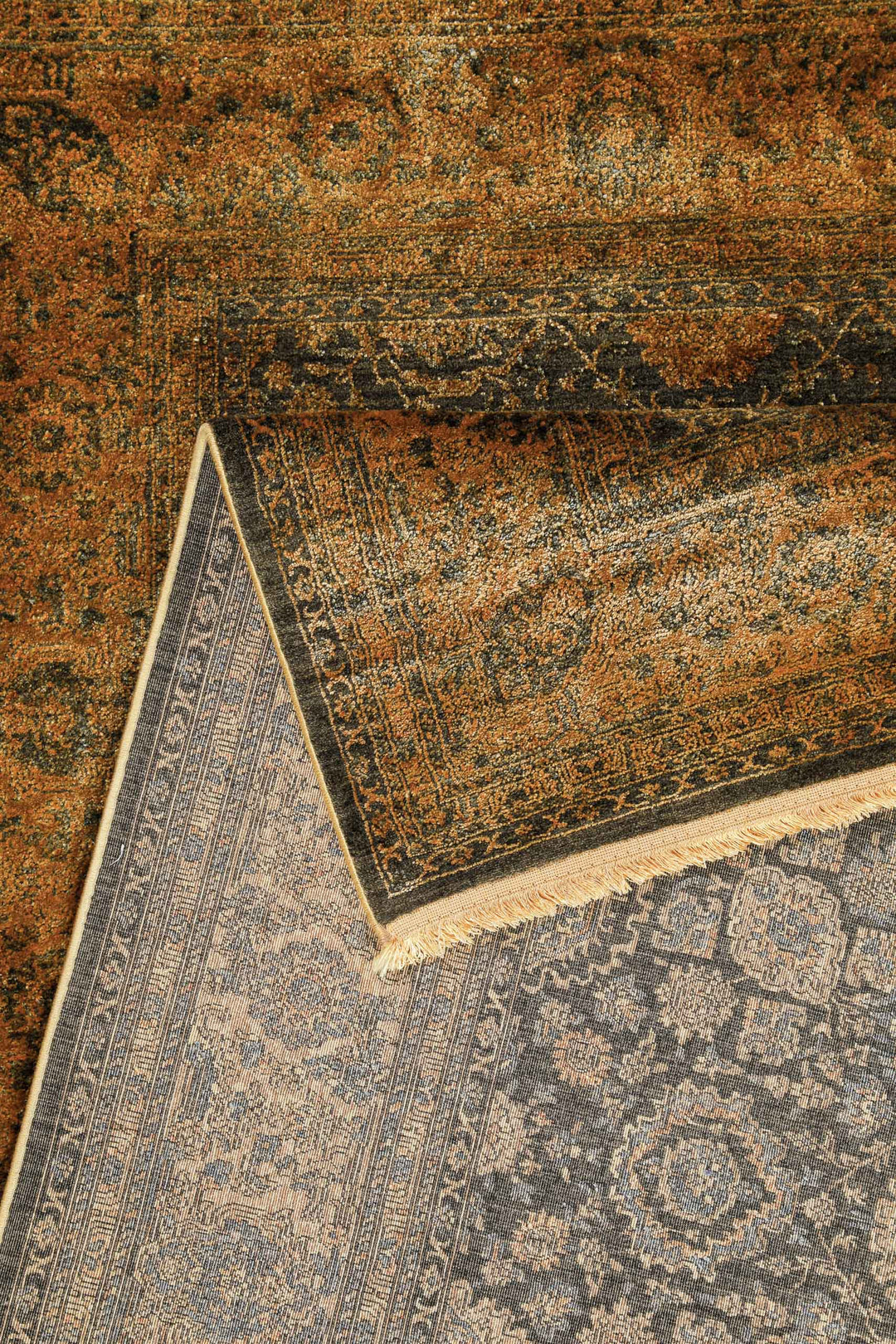 LunaSilk Teppich kupfer grau Kurzflor rechteckig