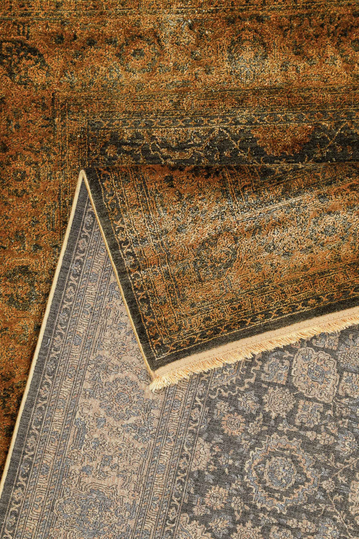 LunaSilk Teppich kupfer grau Kurzflor rechteckig