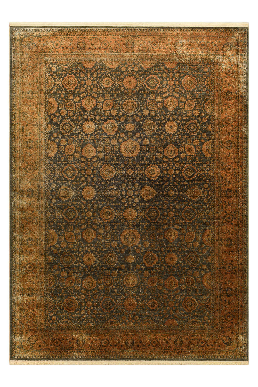 LunaSilk Teppich kupfer grau Kurzflor rechteckig