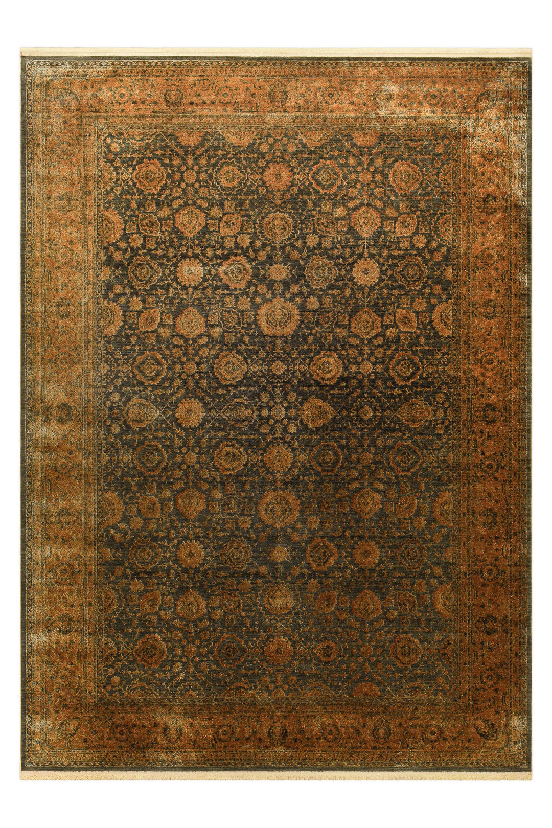 LunaSilk Teppich kupfer grau Kurzflor rechteckig