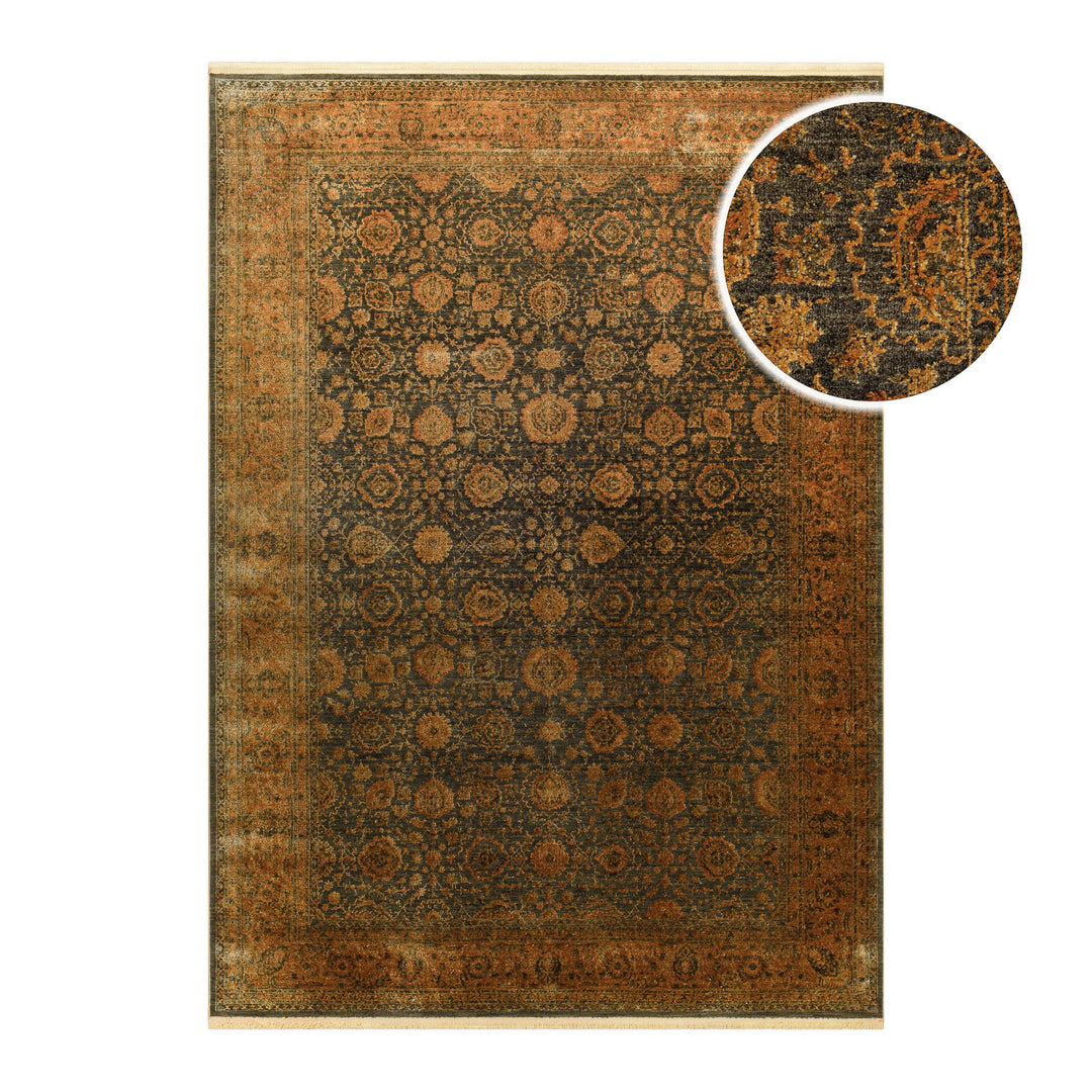 LunaSilk Teppich kupfer grau Kurzflor rechteckig