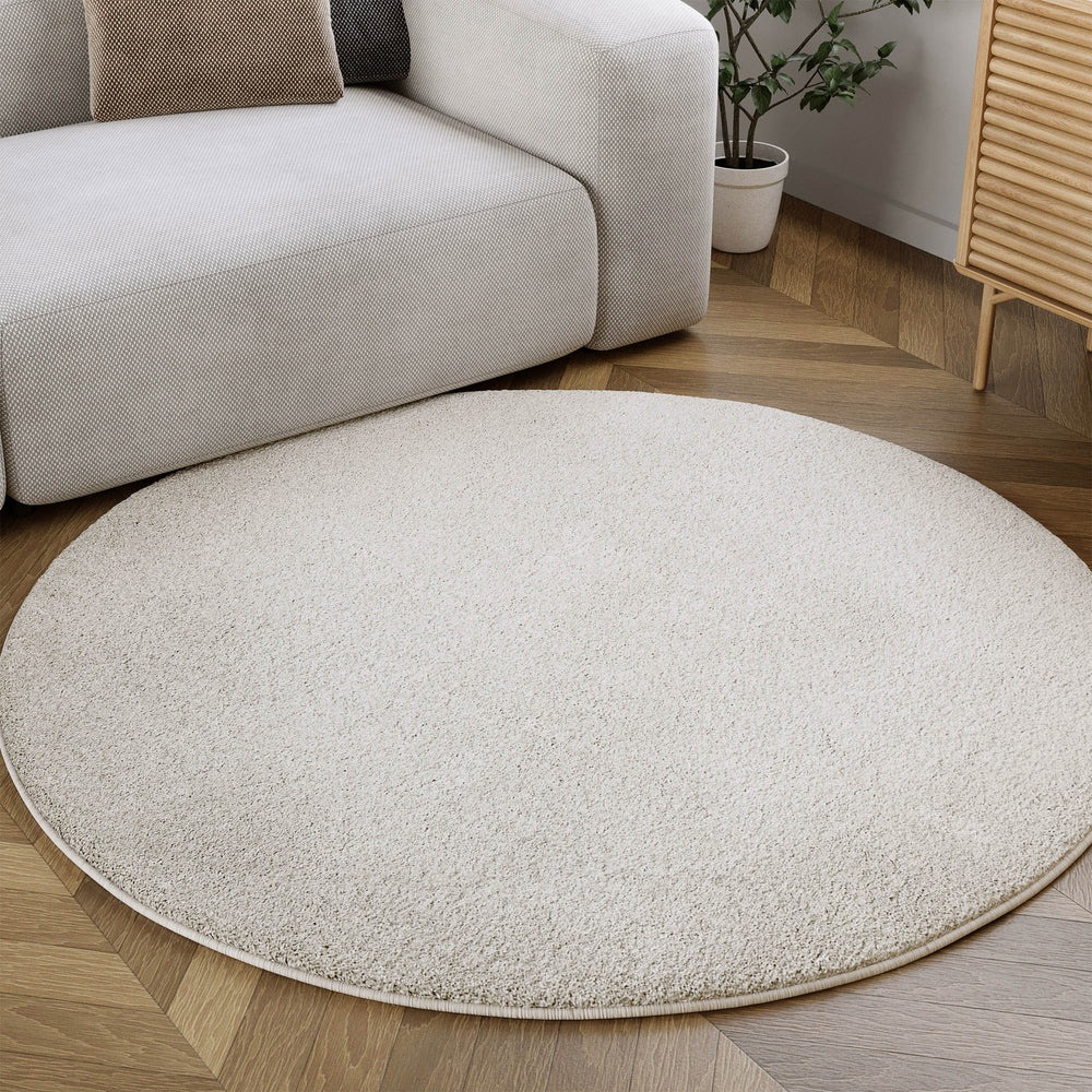 Manta Teppich creme weiß Hochflor rund