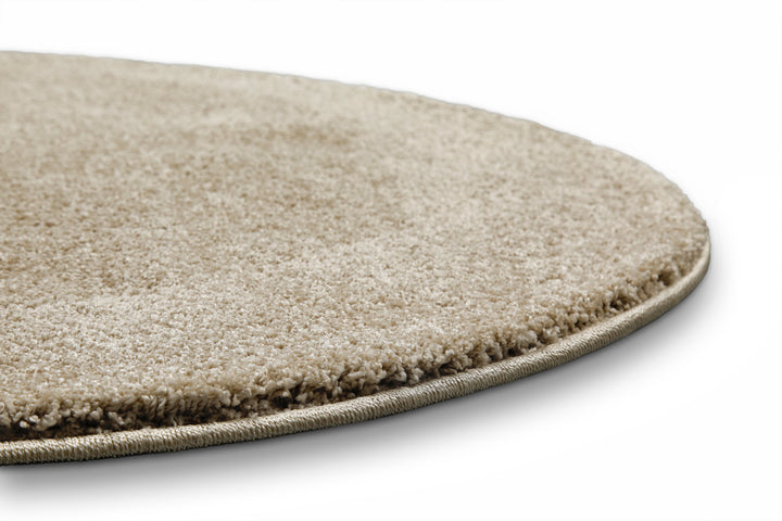 Manta Teppich sand beige Hochflor rund
