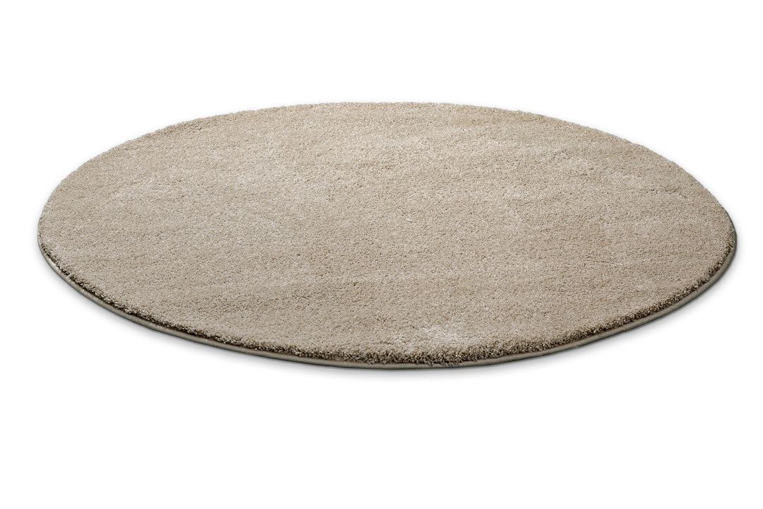 Manta Teppich sand beige Hochflor rund