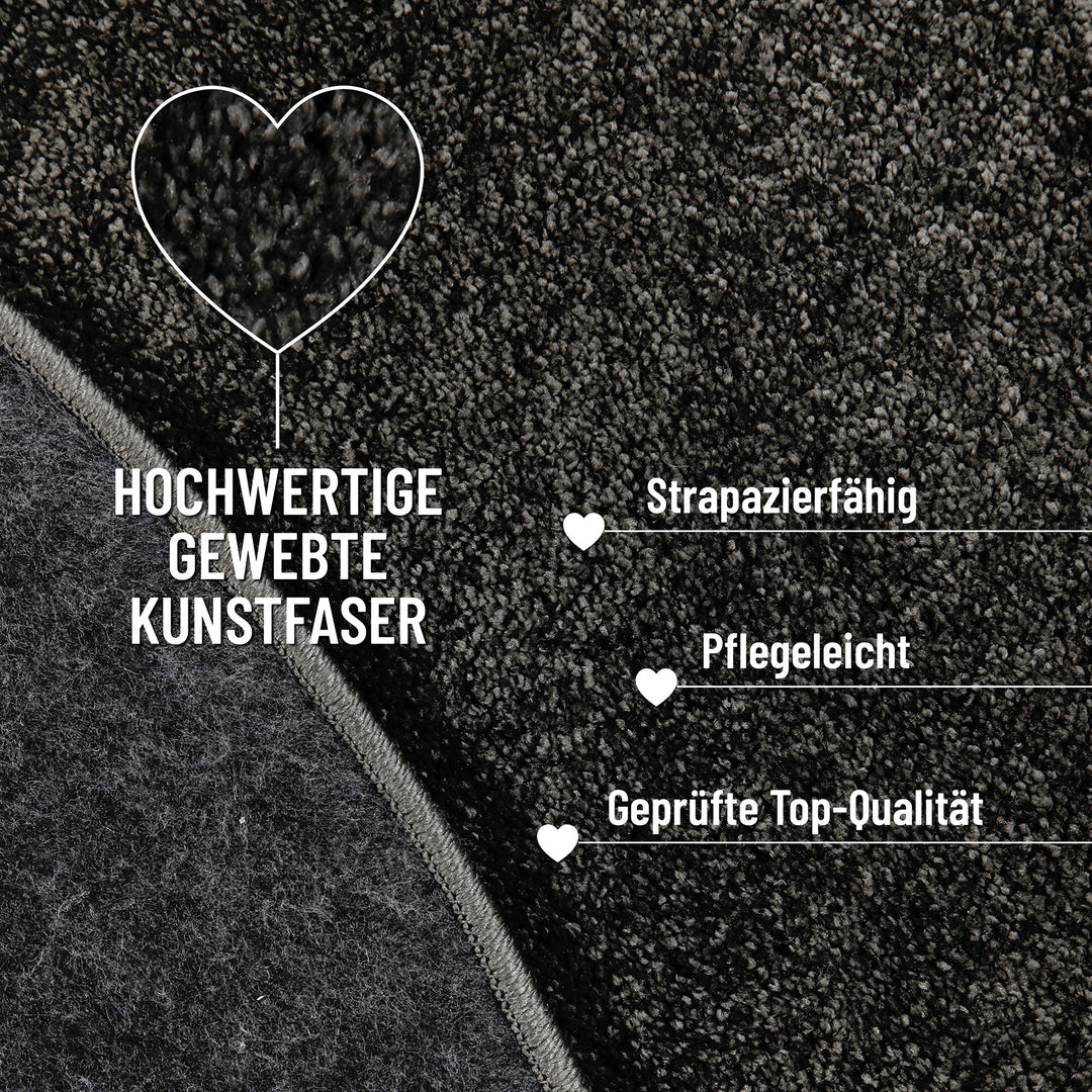 Manta Teppich anthrazit Hochflor rund
