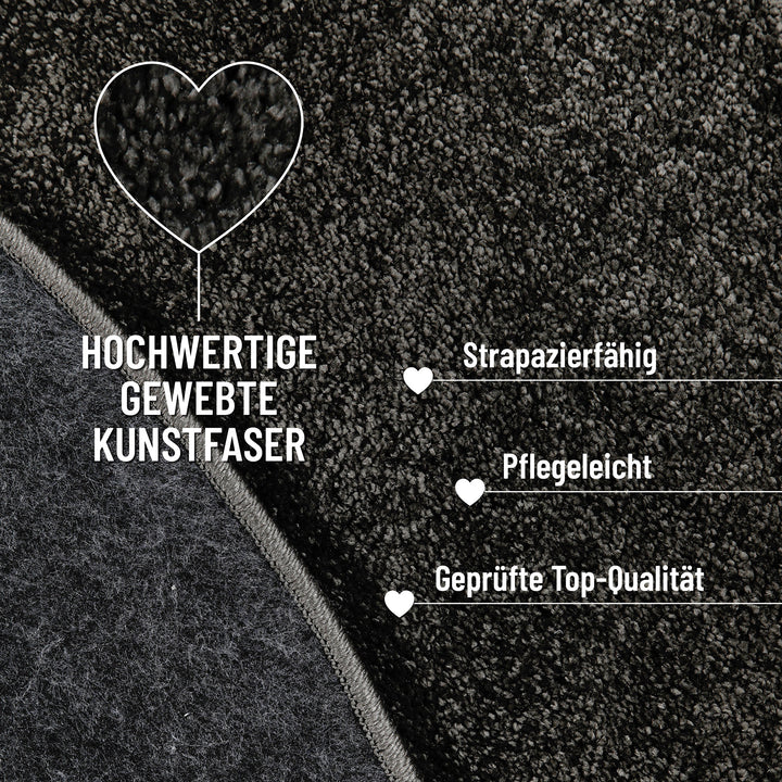 Manta Teppich anthrazit Hochflor rund