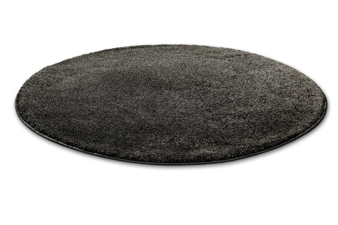 Manta Teppich anthrazit Hochflor rund