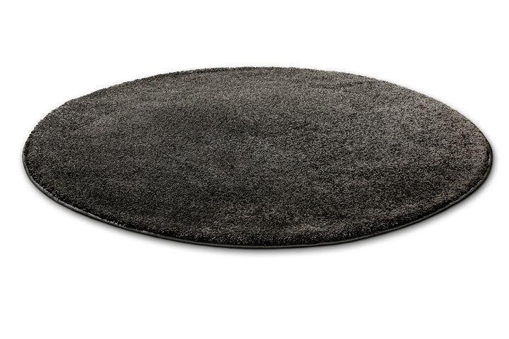 Manta Teppich anthrazit Hochflor rund