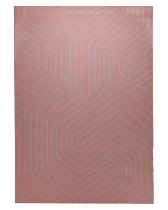 Altrosa mit Grafiklinie - Handtuft Ton in Ton 160 x 230 cm – Produktfoto freigestellt