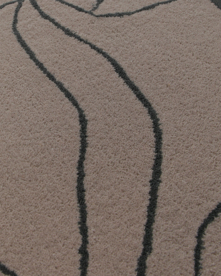 Blätter in Taupe - Handtuft Wolle 160 x 230 cm – Produktfoto freigestellt