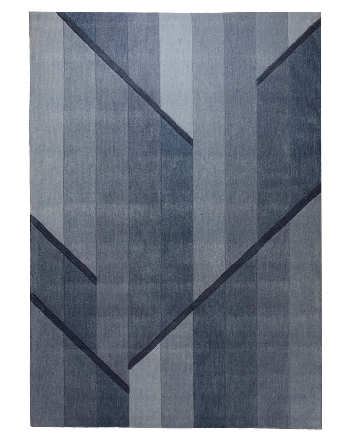 Blaugrau im Verlauf - Handtuft Wolle 160 x 230 cm – Detailaufnahme der Textur