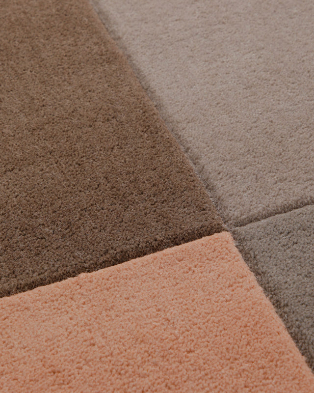 Terracotta trifft Stein - Colourblock-Handtuft 160 x 230 cm – Detailaufnahme der Textur